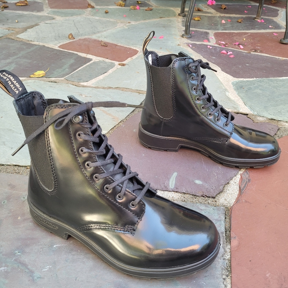 Blundstone Lace Up Gore Boots Black Patent Leather 2219